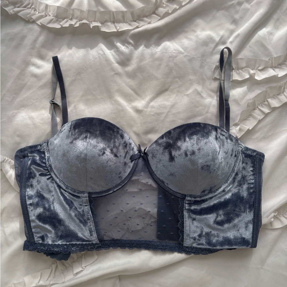 Sheer Navy Blue Bustier/ Crop top
